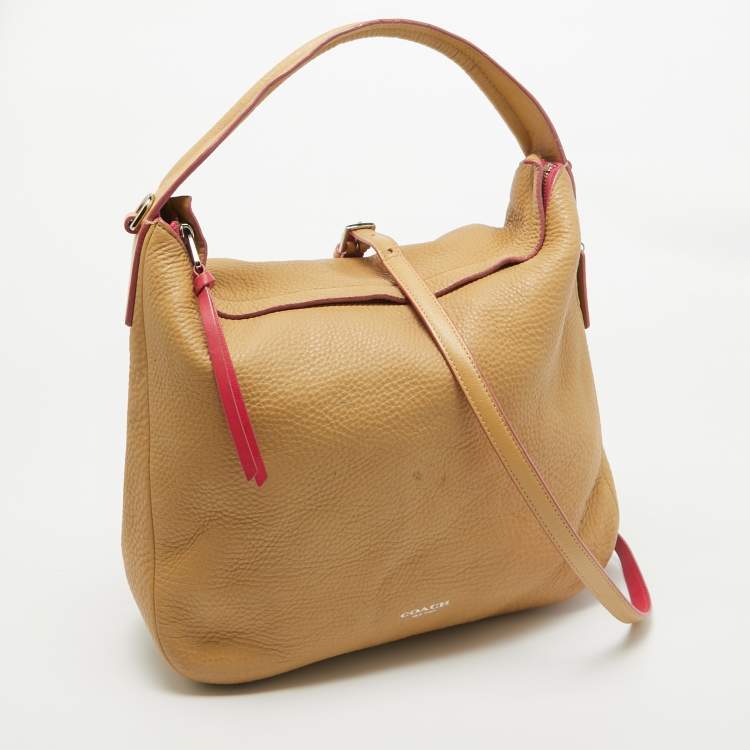 Pre Owned Coach Beige Leather Bleecker Hobo