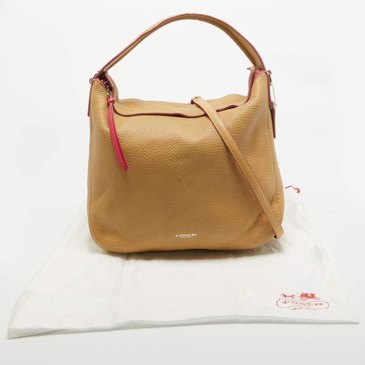 Pre Owned Coach Beige Leather Bleecker Hobo