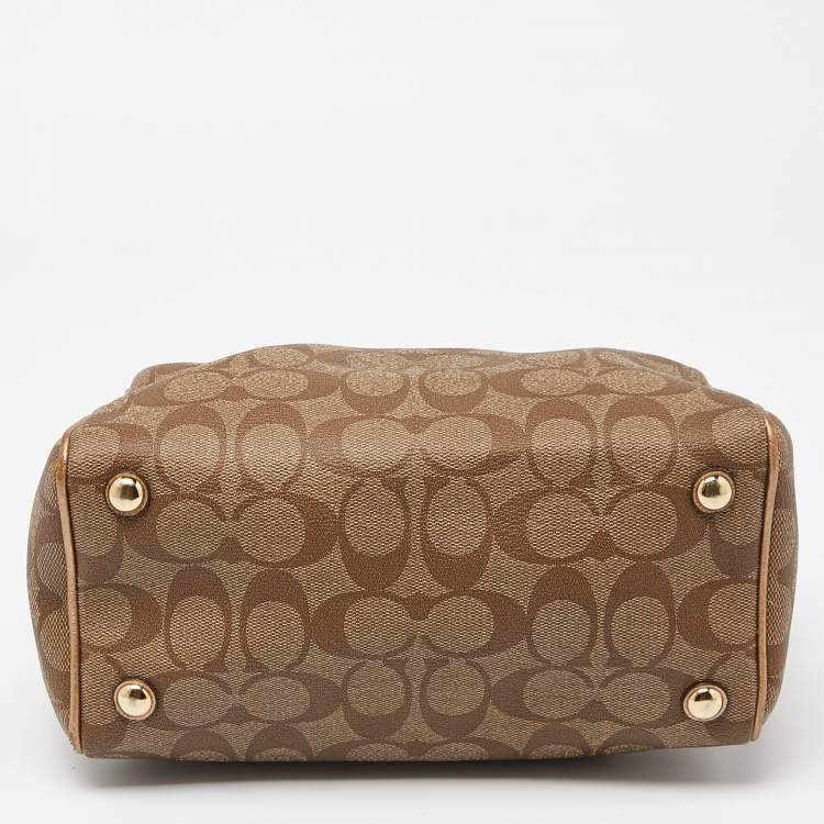 Pre Owned Coach Brown Signature Coated Canvas and Leather Mini Bennett Satchel