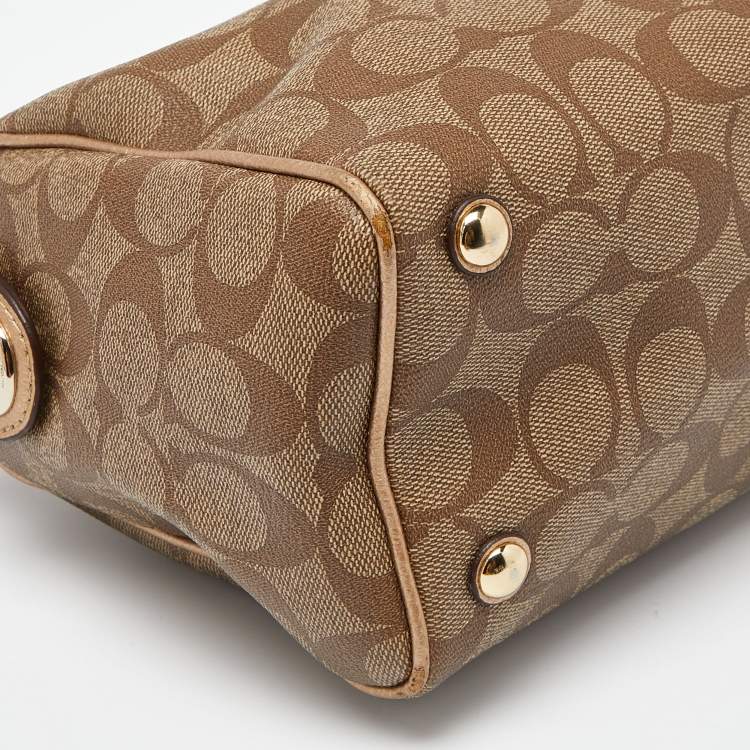 Pre Owned Coach Brown Signature Coated Canvas and Leather Mini Bennett Satchel