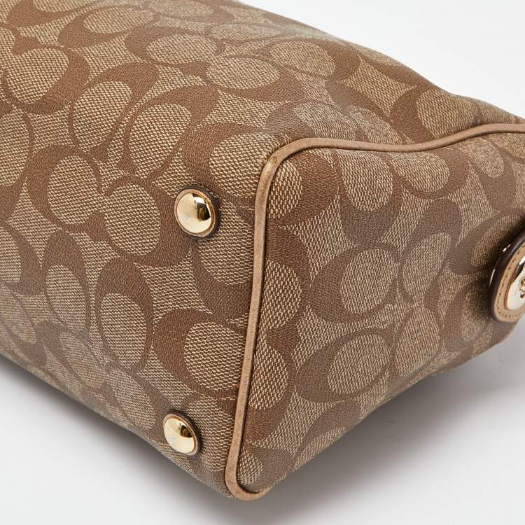 Pre Owned Coach Brown Signature Coated Canvas and Leather Mini Bennett Satchel