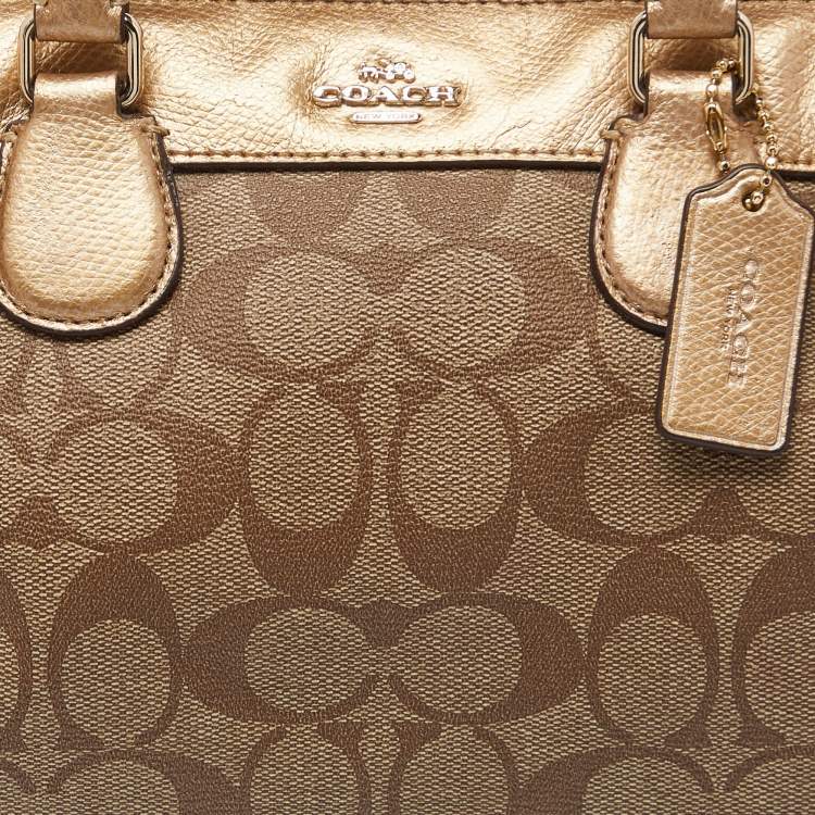 Pre Owned Coach Brown Signature Coated Canvas and Leather Mini Bennett Satchel