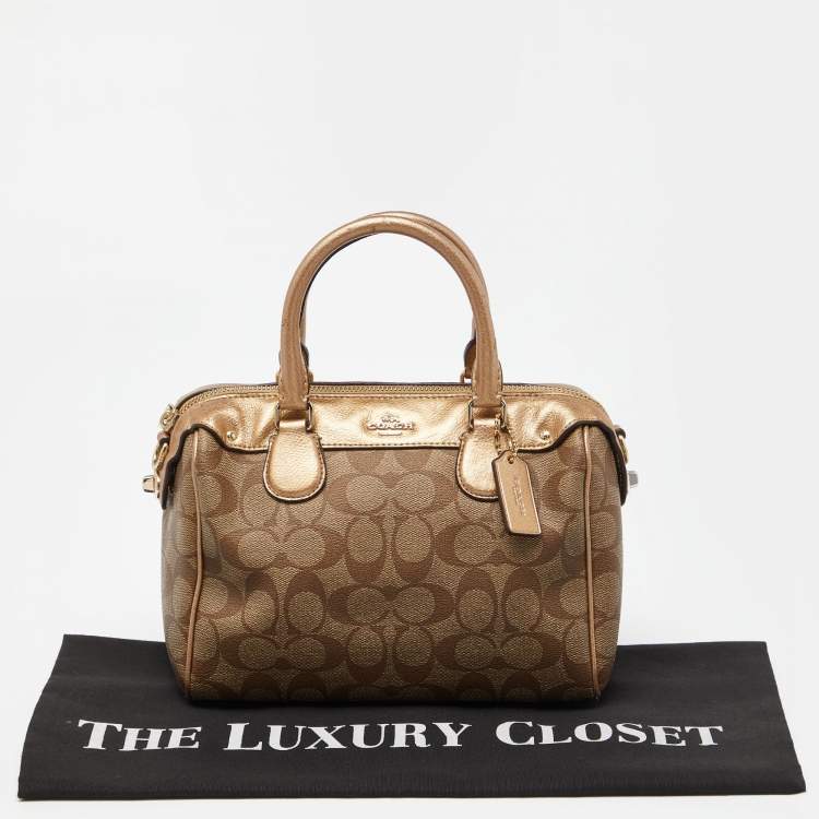 Pre Owned Coach Brown Signature Coated Canvas and Leather Mini Bennett Satchel