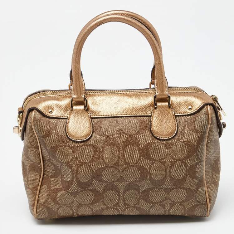 Pre Owned Coach Brown Signature Coated Canvas and Leather Mini Bennett Satchel
