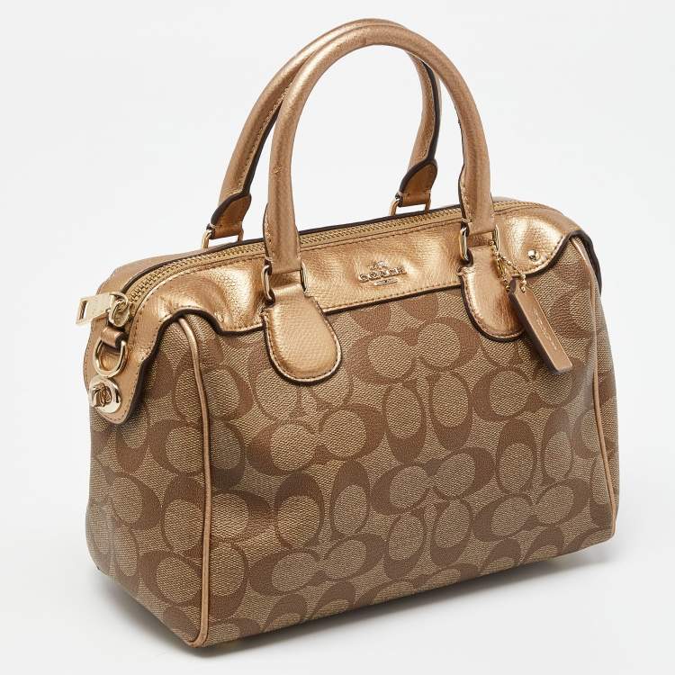 Pre Owned Coach Brown Signature Coated Canvas and Leather Mini Bennett Satchel