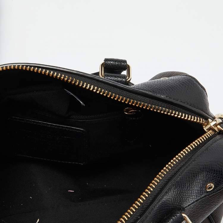 Pre Owned Coach Black/Brown Signature Coated Canvas and Leather Mini Bennett Satchel
