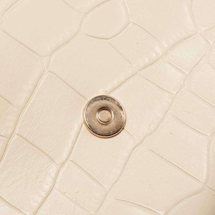 Pre Owned Coach Cream Croc Embossed Leather Grace Shoulder Bag