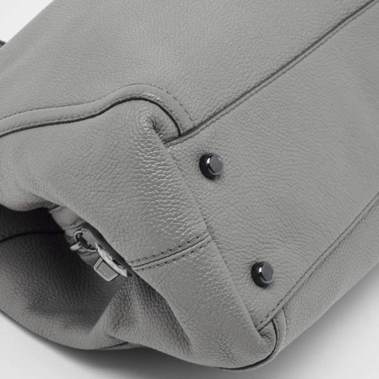 Pre Owned Coach Grey Leather Edie Shoulder Bag