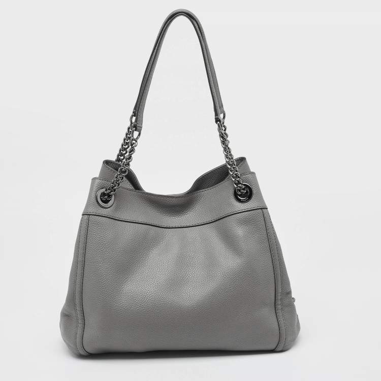 Pre Owned Coach Grey Leather Edie Shoulder Bag