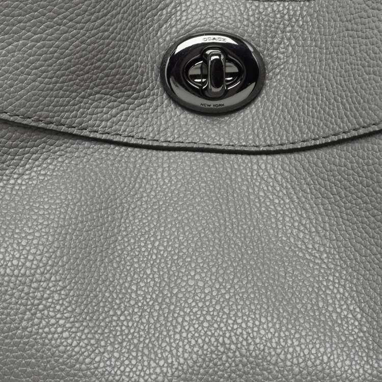 Pre Owned Coach Grey Leather Edie Shoulder Bag