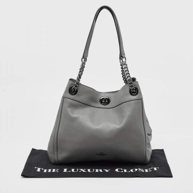 Pre Owned Coach Grey Leather Edie Shoulder Bag