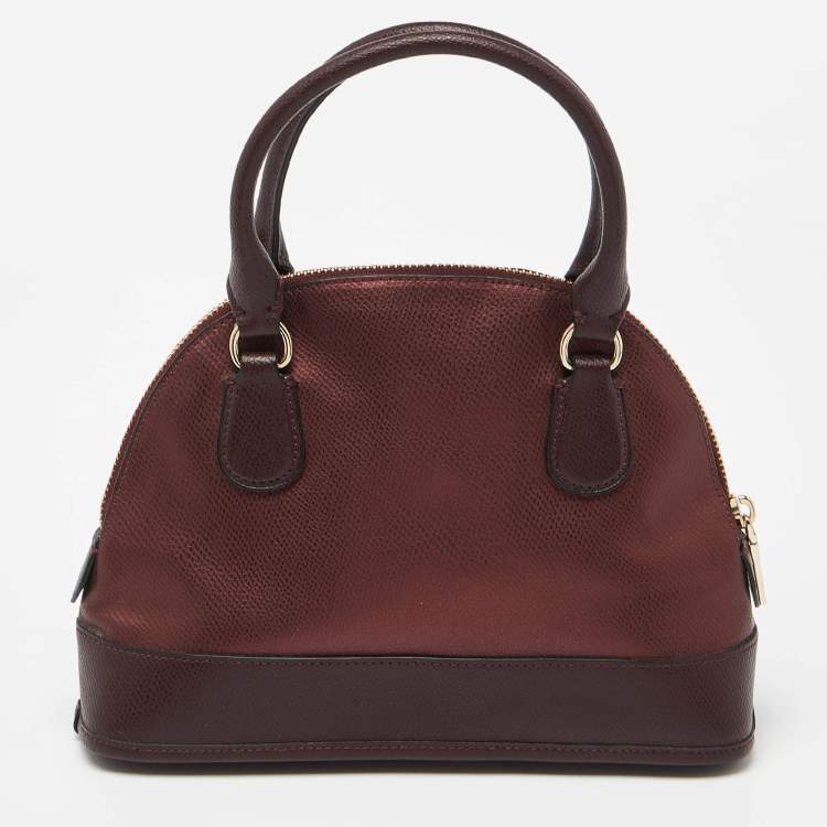 Pre Owned Coach Burgundy Leather Cora Dome Satchel