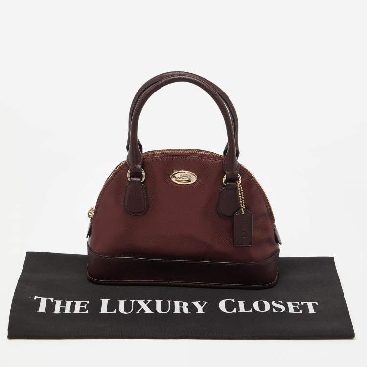 Pre Owned Coach Burgundy Leather Cora Dome Satchel