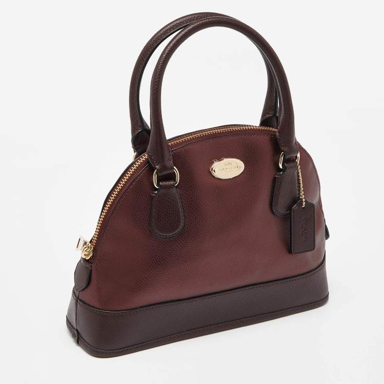 Pre Owned Coach Burgundy Leather Cora Dome Satchel