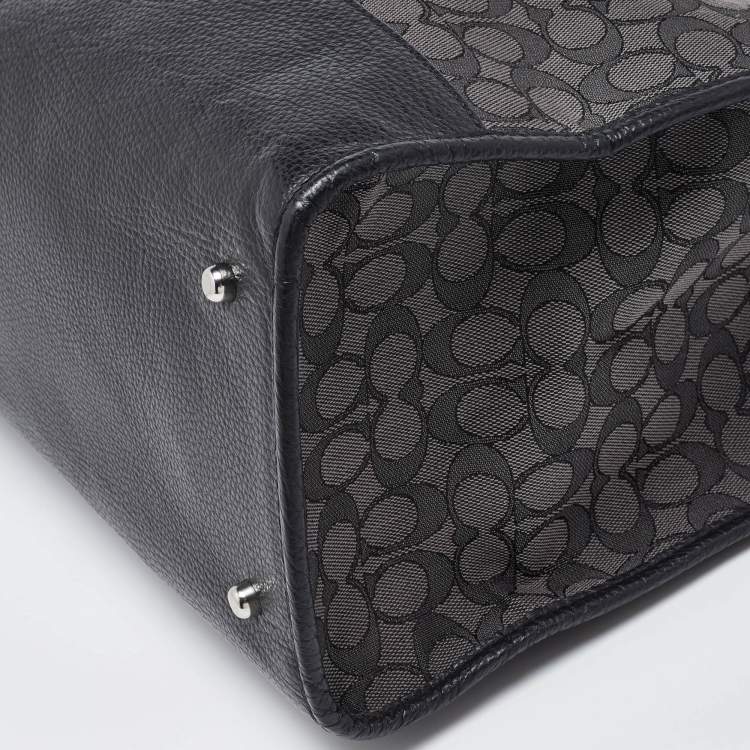 Pre Owned Coach Black Signature Canvas and Leather 40 Dempsey Tote