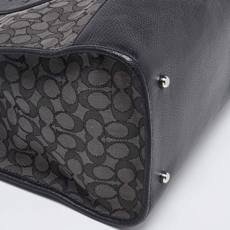 Pre Owned Coach Black Signature Canvas and Leather 40 Dempsey Tote