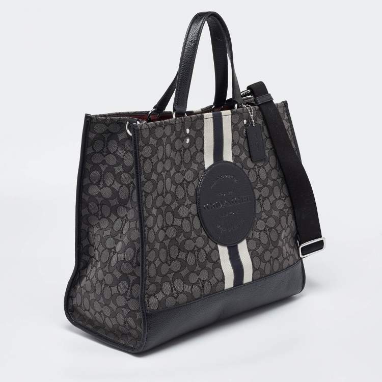 Pre Owned Coach Black Signature Canvas and Leather 40 Dempsey Tote