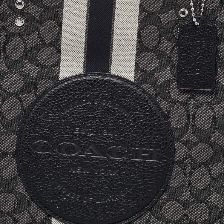 Pre Owned Coach Black Signature Canvas and Leather 40 Dempsey Tote