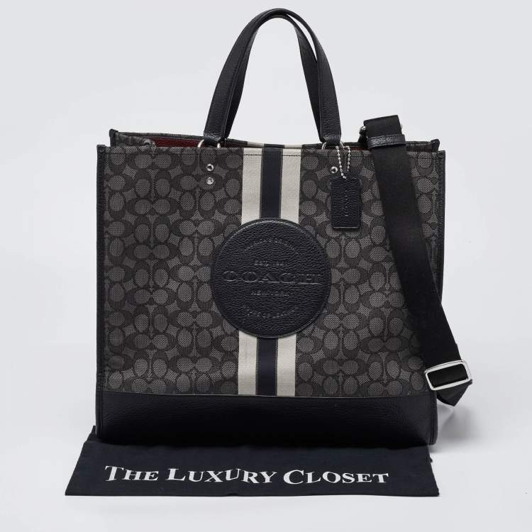 Pre Owned Coach Black Signature Canvas and Leather 40 Dempsey Tote