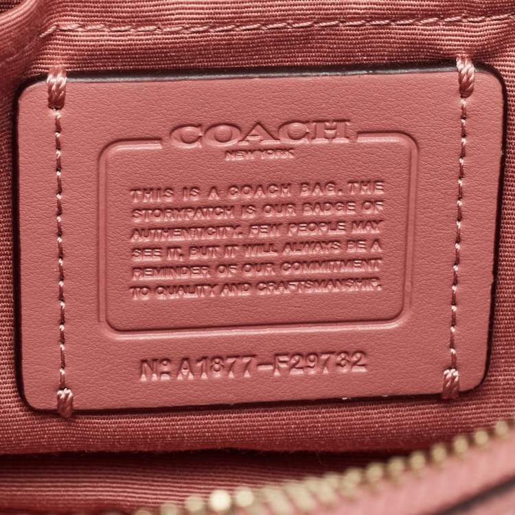 Pre Owned Coach Pink/Beige Signature Coated Canvas and Leather Isla Chain Crossbody Bag