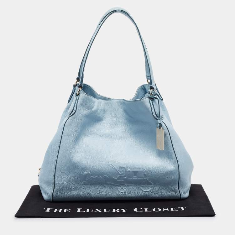 Pre Owned Coach Light Blue Leather Edie Shoulder Bag