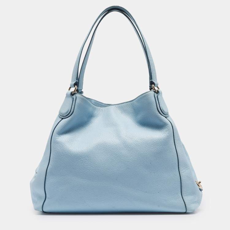 Pre Owned Coach Light Blue Leather Edie Shoulder Bag