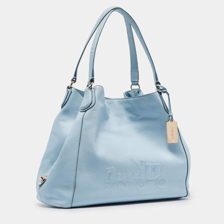 Pre Owned Coach Light Blue Leather Edie Shoulder Bag