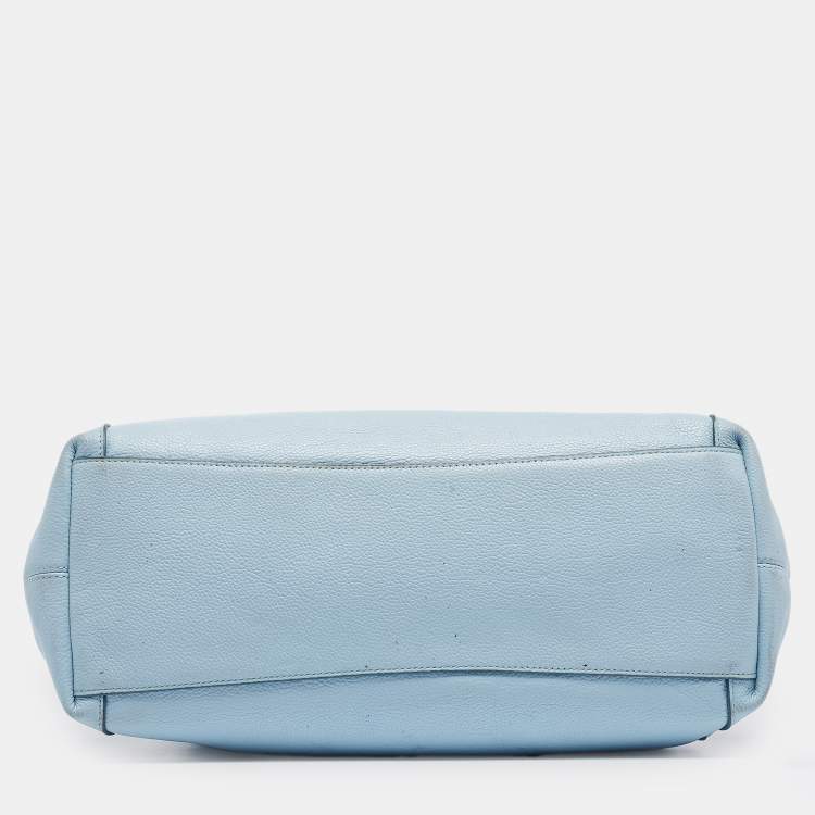 Pre Owned Coach Light Blue Leather Edie Shoulder Bag