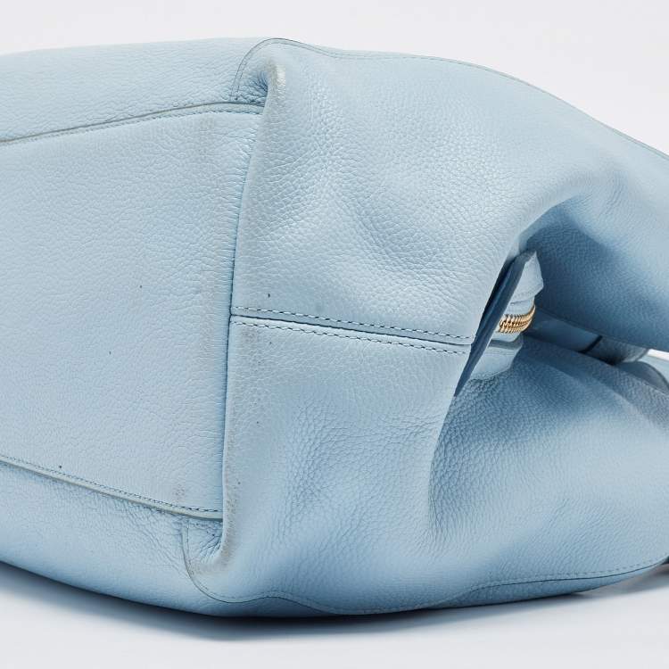 Pre Owned Coach Light Blue Leather Edie Shoulder Bag