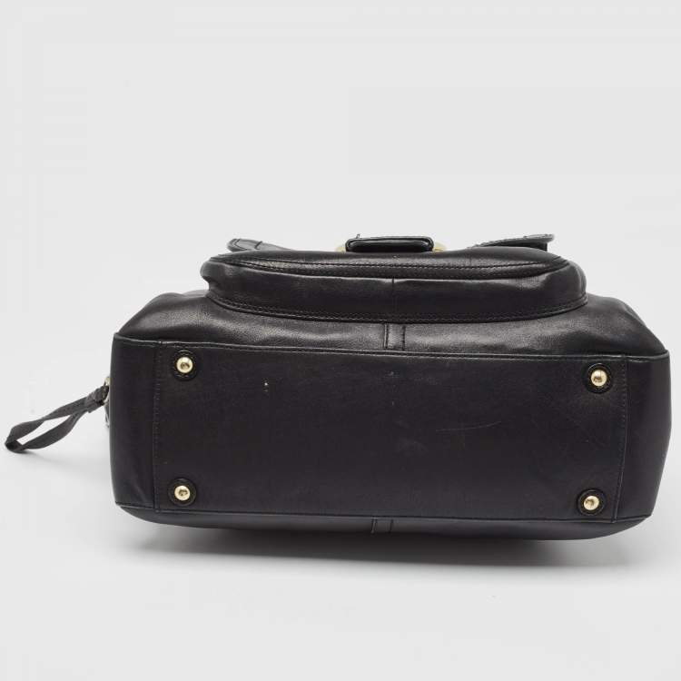Pre Owned Coach Black Leather Dome Satchel