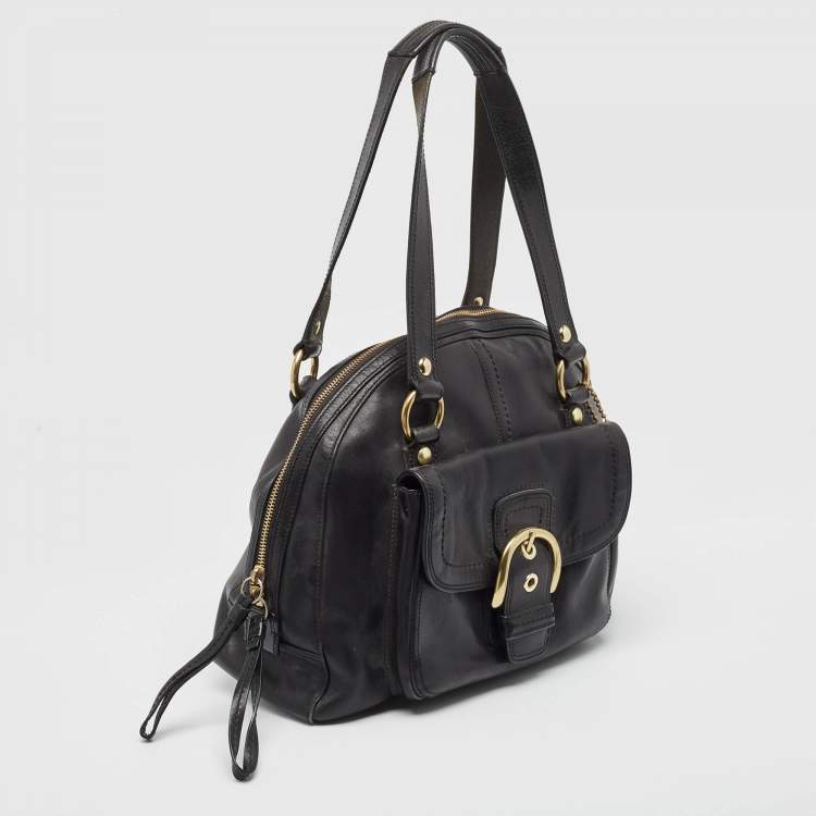 Pre Owned Coach Black Leather Dome Satchel