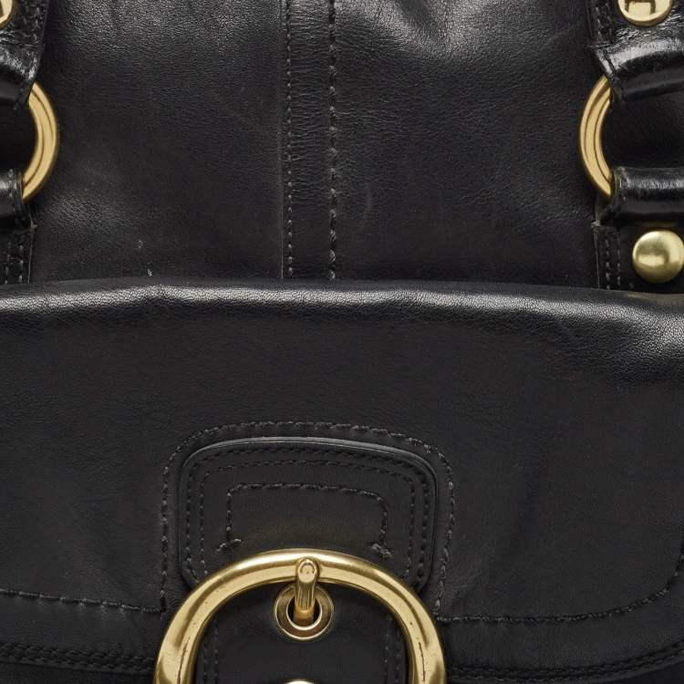Pre Owned Coach Black Leather Dome Satchel