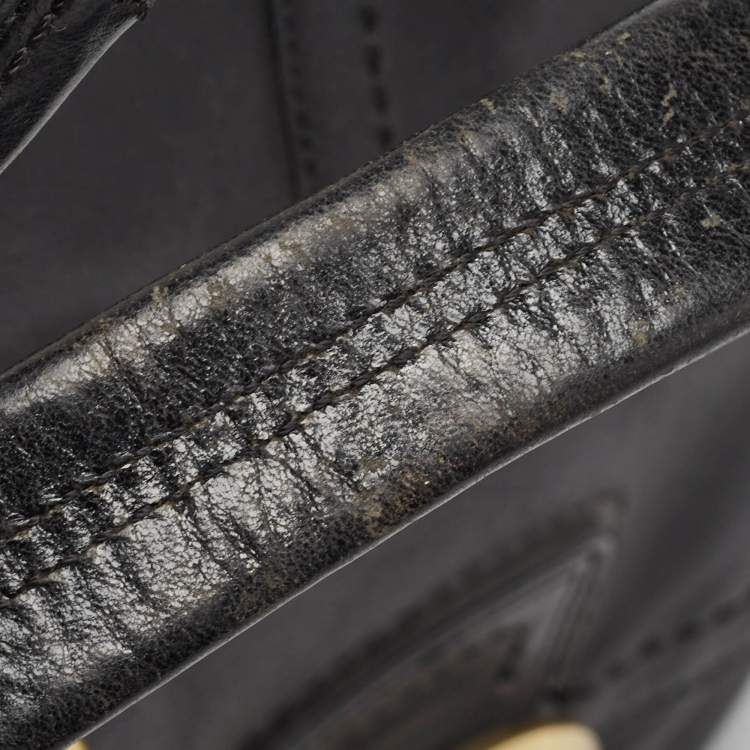 Pre Owned Coach Black Leather Dome Satchel