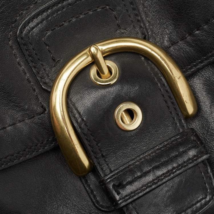 Pre Owned Coach Black Leather Dome Satchel