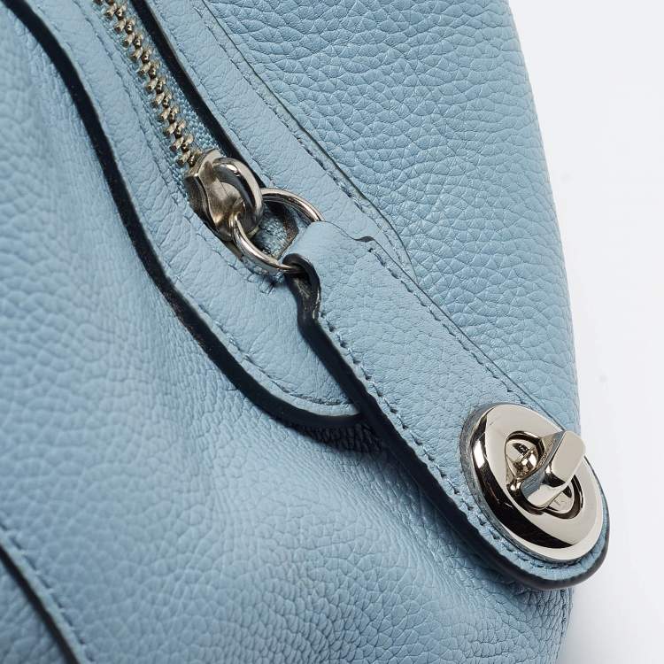 Pre Owned Coach Light Blue Leather Edie Shoulder Bag