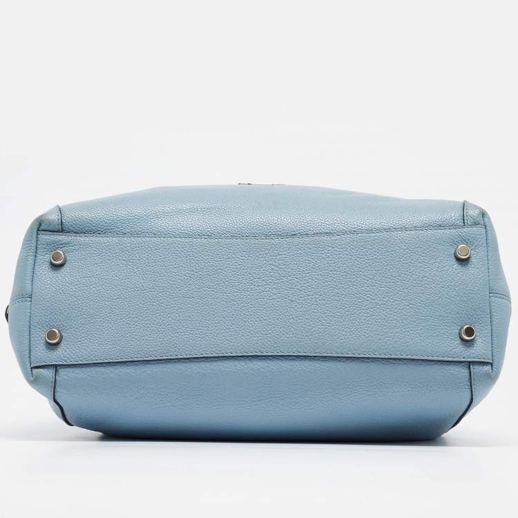 Pre Owned Coach Light Blue Leather Edie Shoulder Bag