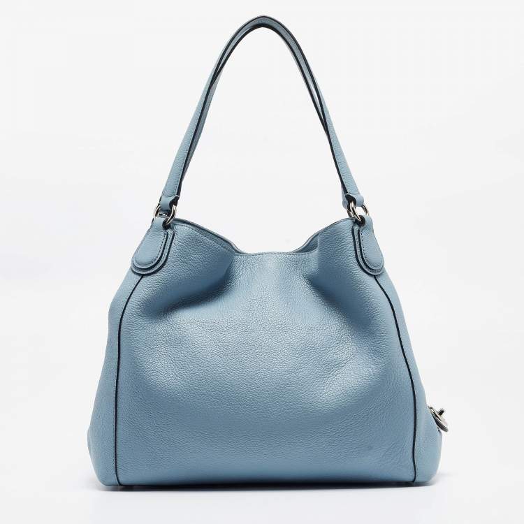 Pre Owned Coach Light Blue Leather Edie Shoulder Bag