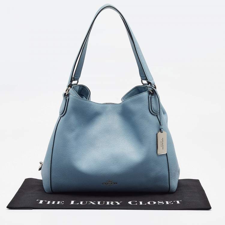 Pre Owned Coach Light Blue Leather Edie Shoulder Bag
