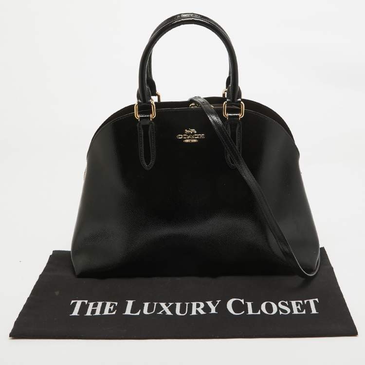 Pre Owned Coach Black Patent Leather Quinn Dome Bag