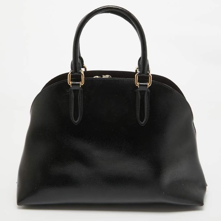 Pre Owned Coach Black Patent Leather Quinn Dome Bag