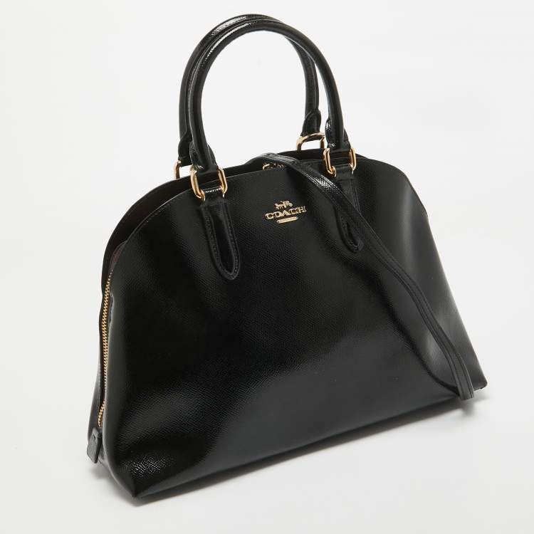 Pre Owned Coach Black Patent Leather Quinn Dome Bag