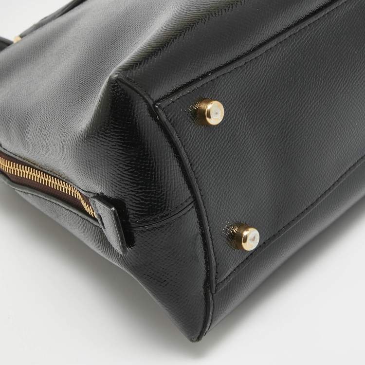 Pre Owned Coach Black Patent Leather Quinn Dome Bag