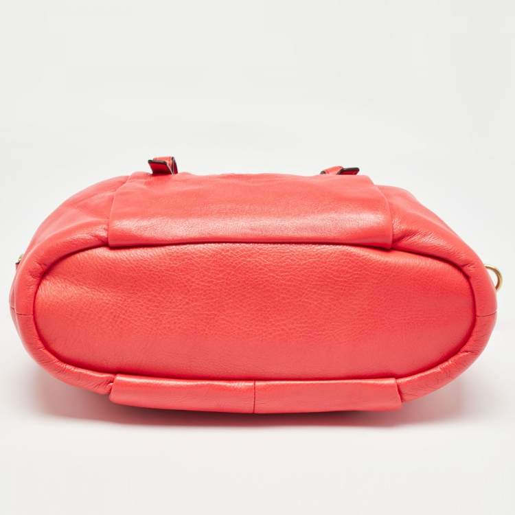 Pre Owned Coach Coral Red Madison Leather Juliette Satchel