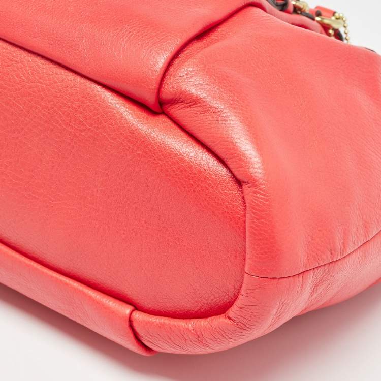 Pre Owned Coach Coral Red Madison Leather Juliette Satchel