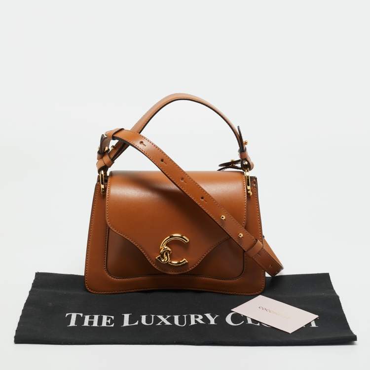 Pre Owned Coccinelle Brown Leather C Me Flap Top Handle Bag