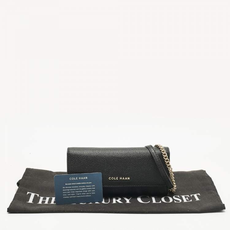 Pre Owned Cole Haan Black Leather Grand Series Wallet On Chain