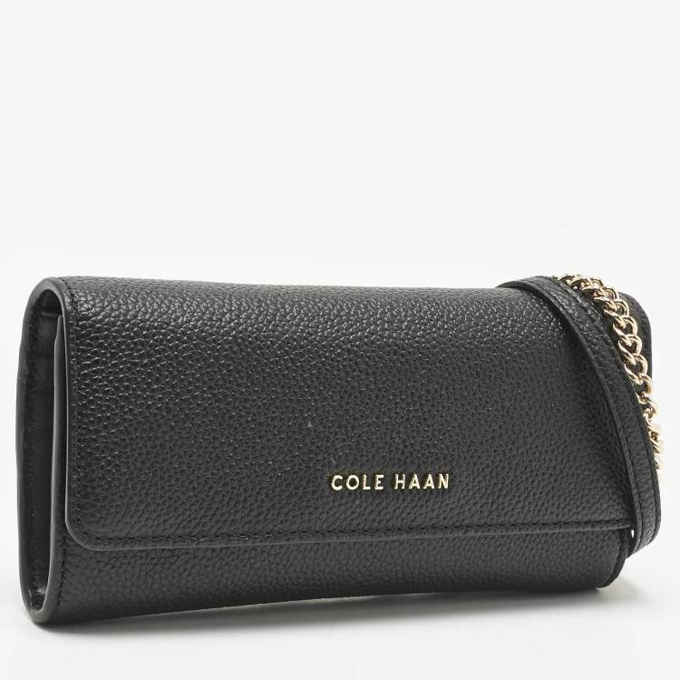 Pre Owned Cole Haan Black Leather Grand Series Wallet On Chain
