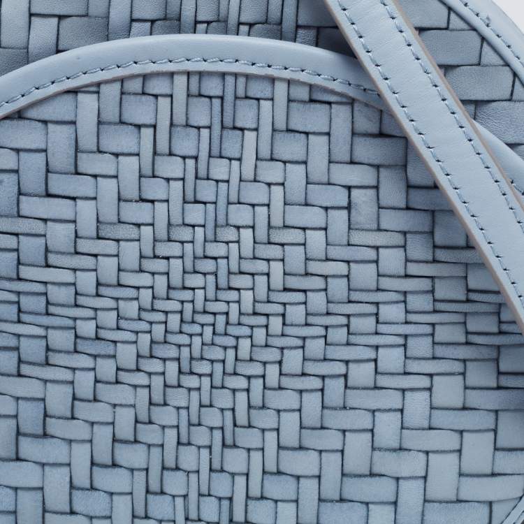 Pre Owned Cole Haan Blue Woven Leather Grand Ambition Circle Crossbody Bag