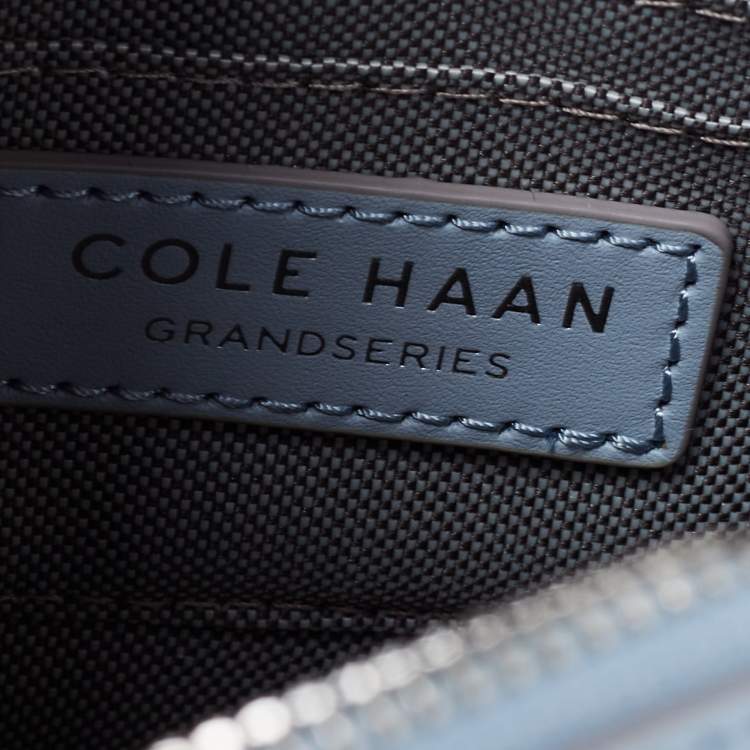 Pre Owned Cole Haan Blue Woven Leather Grand Ambition Circle Crossbody Bag