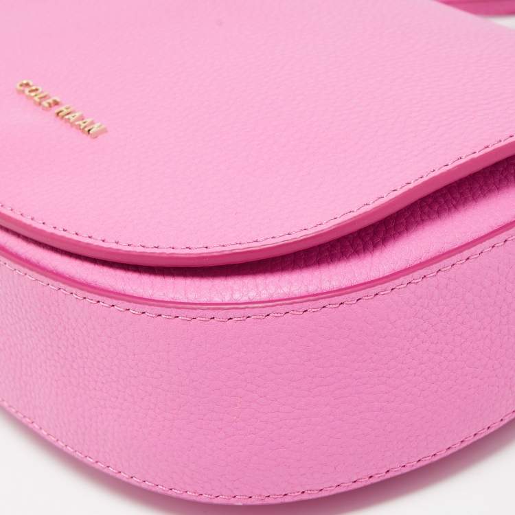 Pre Owned Cole Haan Pink Leather Flap Crossbody Bag